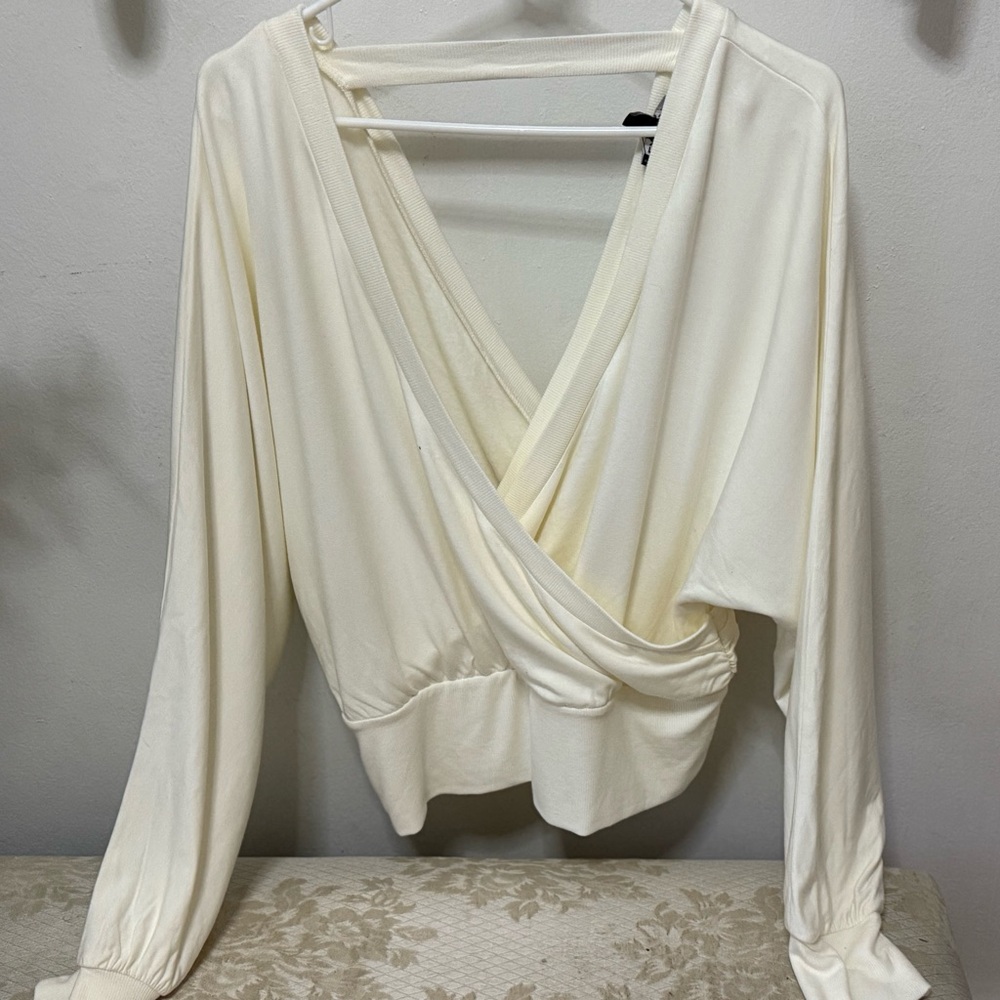 Elegant Cream Women's Wrap Top